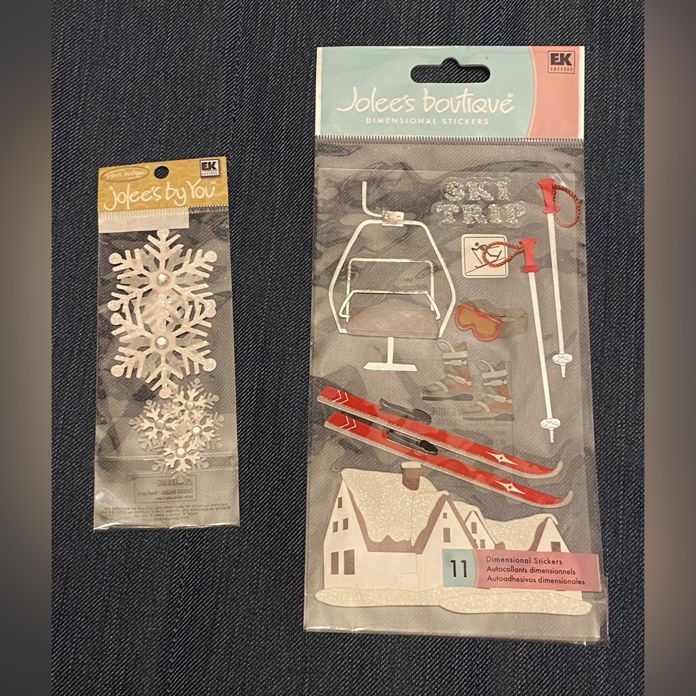 JOLEE’s BOUTIQUE 3D Dimensional Stickers; Skiing Vacation & Snowflake; RARE; NWT